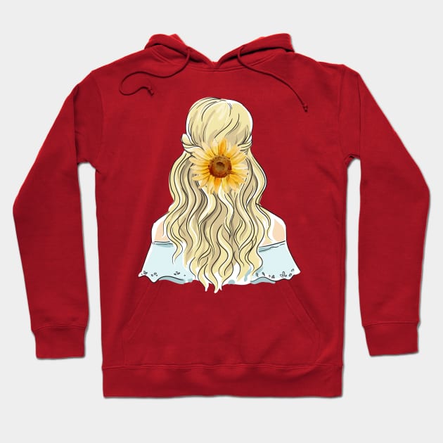 Girl and sunflower. Hoodie by BlashkaShop